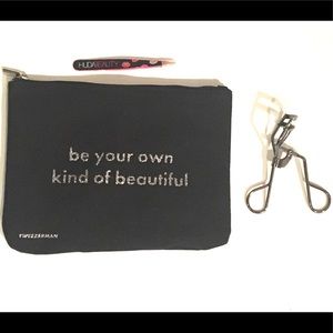 $75 slanted Huda Tweezerman tweezers/eyelash curl